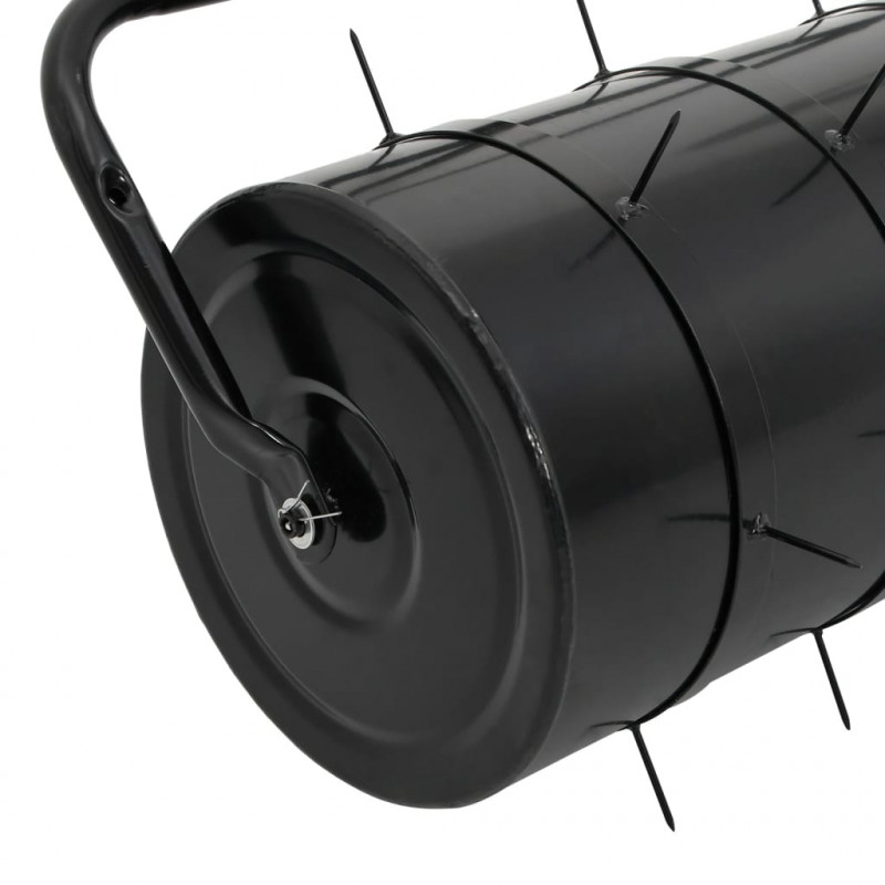 Walec do trawnika do ciągnięcia z aeratorem, czarny, 63 L, żelazo i stal