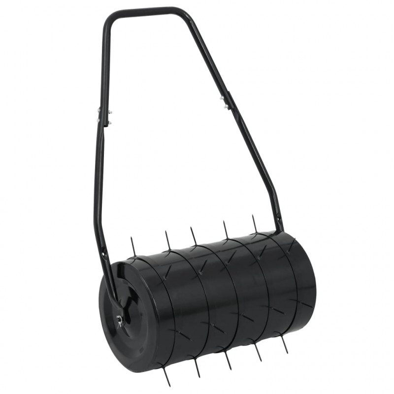 Walec do trawnika do ciągnięcia z aeratorem, czarny, 42 L, żelazo i stal