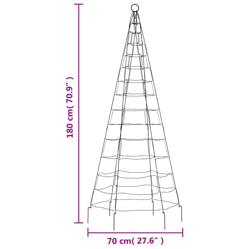 Choinka z lampek, na maszt, 200 niebieskich LED, 180 cm