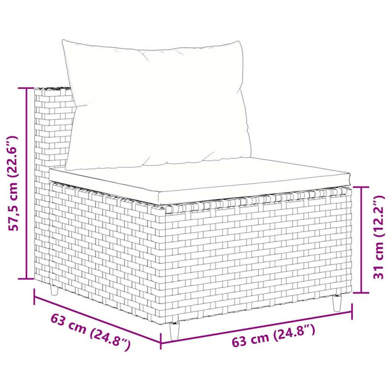 6-cz. zestaw mebli ogrodowych z poduszkami, szary, polirattan