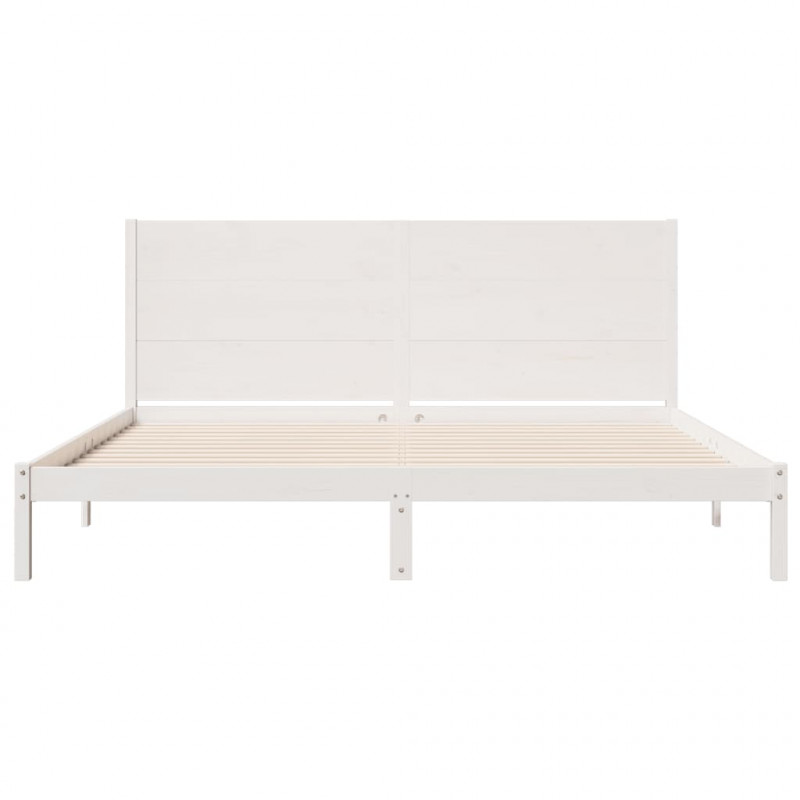 Dłuższe łóżko bez materaca, białe, 200x220 cm, lite drewno