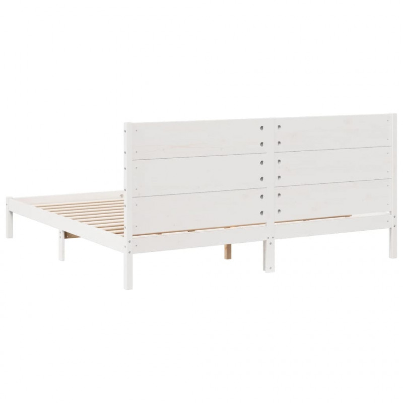Dłuższe łóżko bez materaca, białe, 200x220 cm, lite drewno