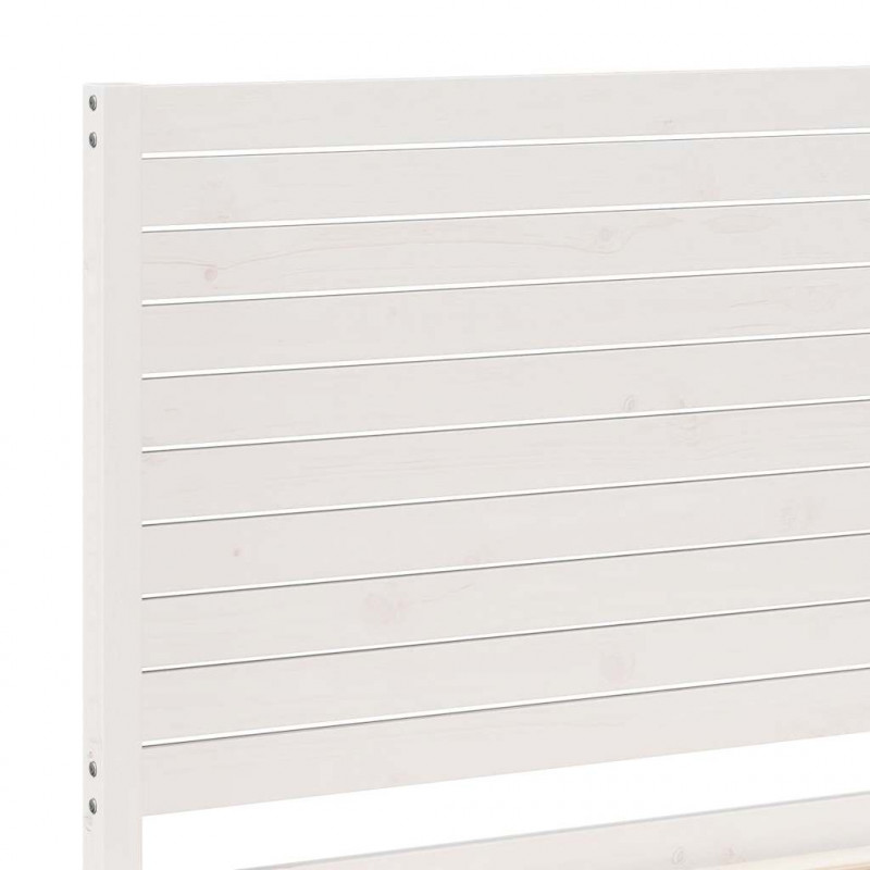 Dłuższe łóżko bez materaca, białe, 90x210 cm, lite drewno