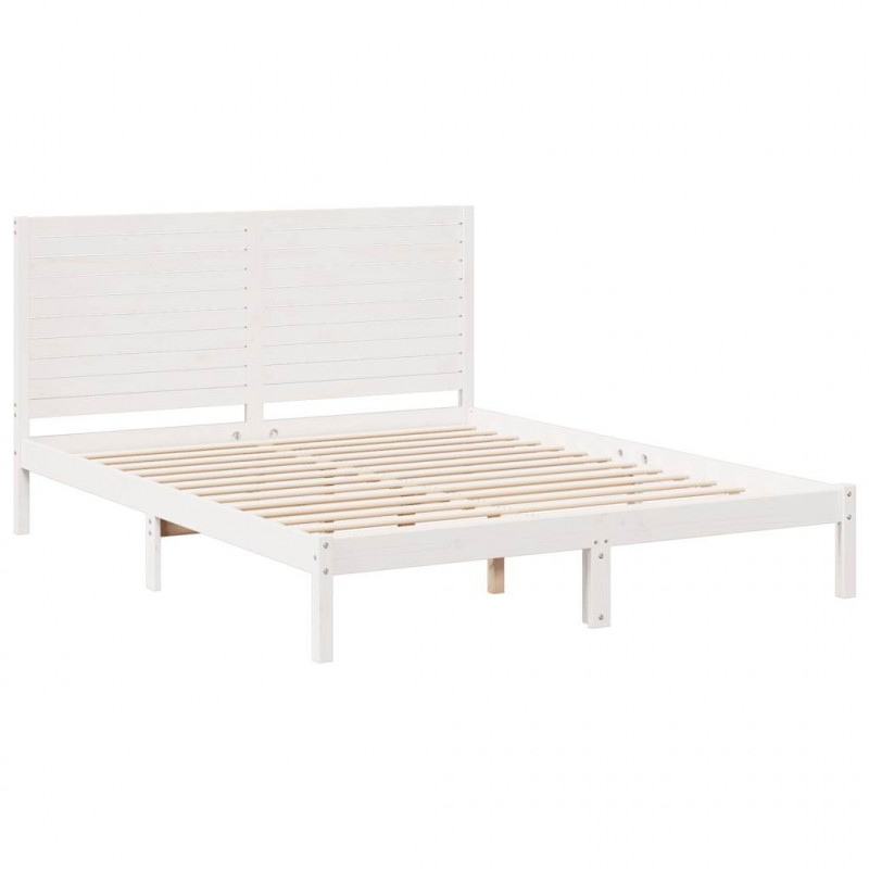 Dłuższe łóżko bez materaca, białe, 140x210 cm, lite drewno