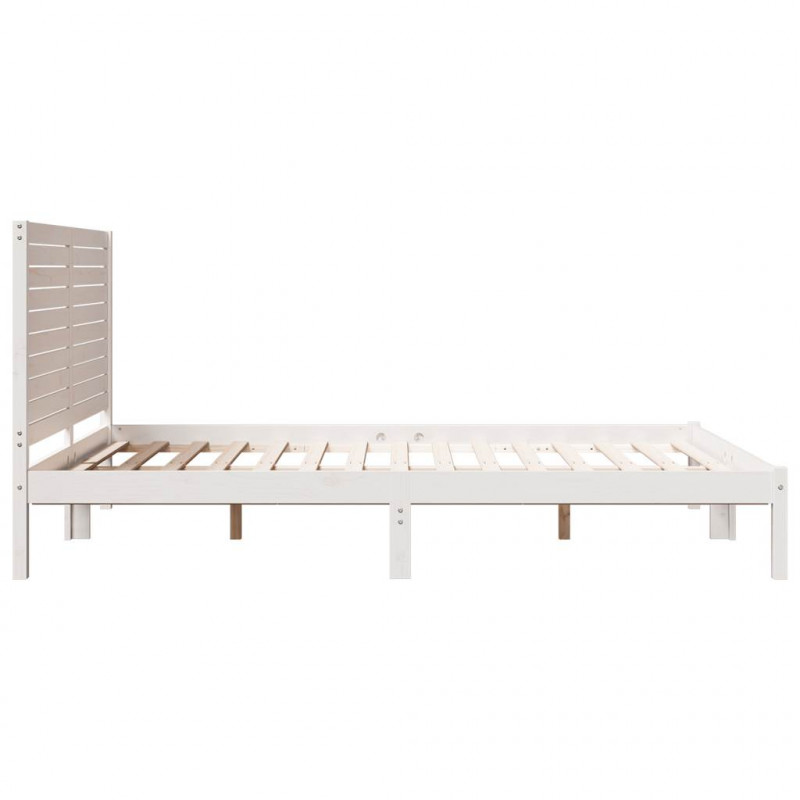 Dłuższe łóżko bez materaca, białe, 140x210 cm, lite drewno