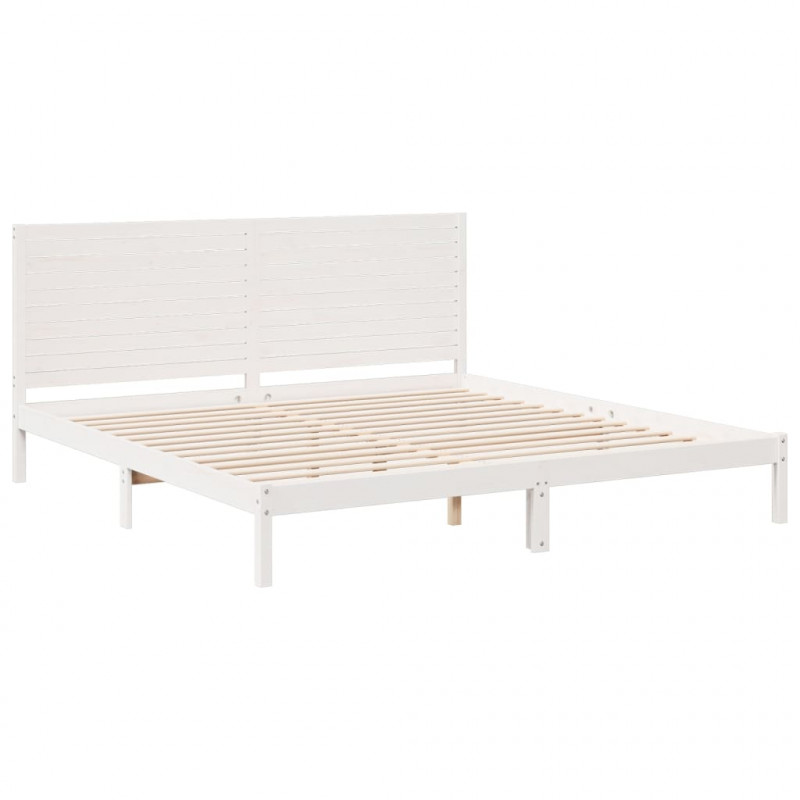 Dłuższe łóżko bez materaca, białe, 180x210 cm, lite drewno