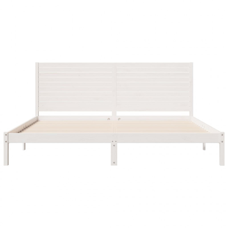 Dłuższe łóżko bez materaca, białe, 180x210 cm, lite drewno