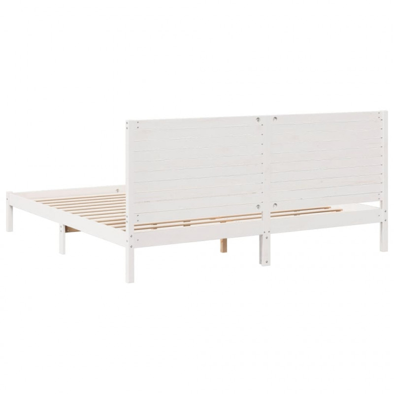 Dłuższe łóżko bez materaca, białe, 180x210 cm, lite drewno