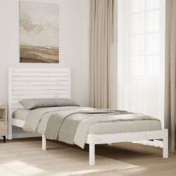 Dłuższe łóżko bez materaca, białe, 90x220 cm, lite drewno