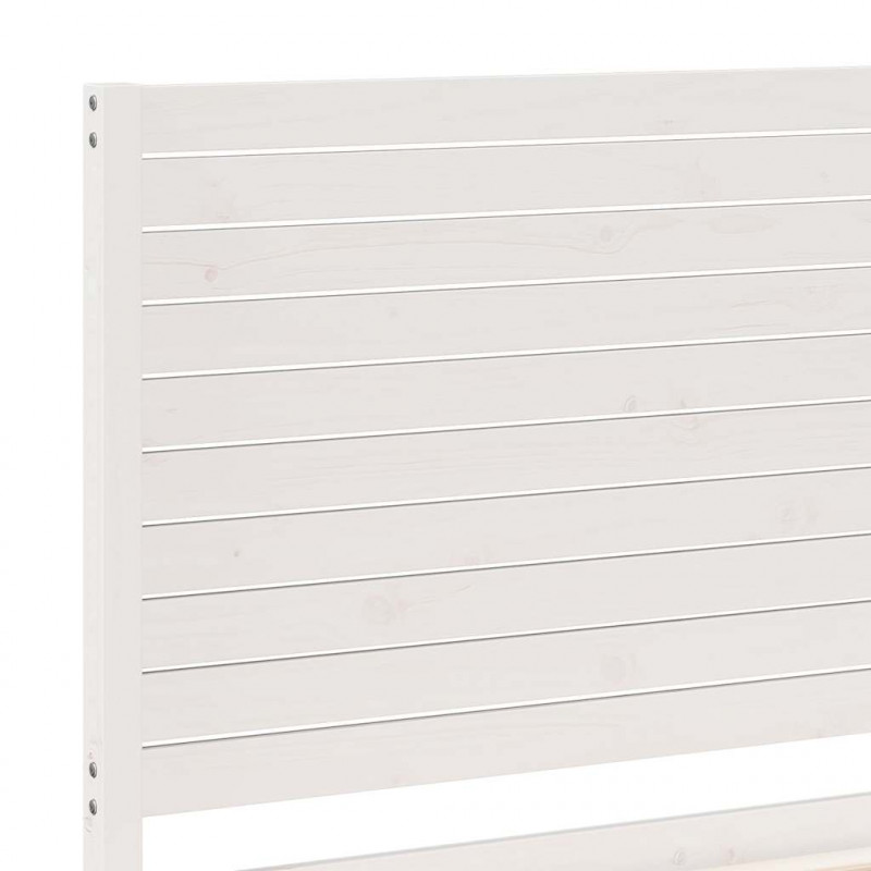 Dłuższe łóżko bez materaca, białe, 90x220 cm, lite drewno