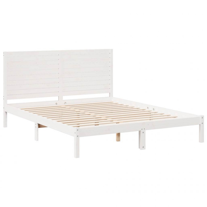 Dłuższe łóżko bez materaca, białe, 140x220 cm, lite drewno
