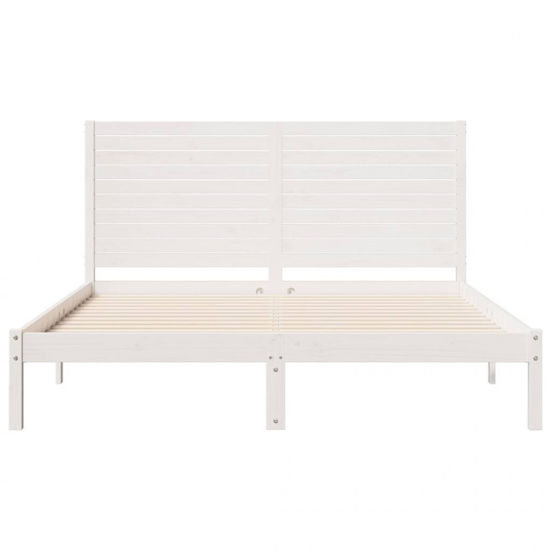 Dłuższe łóżko bez materaca, białe, 140x220 cm, lite drewno