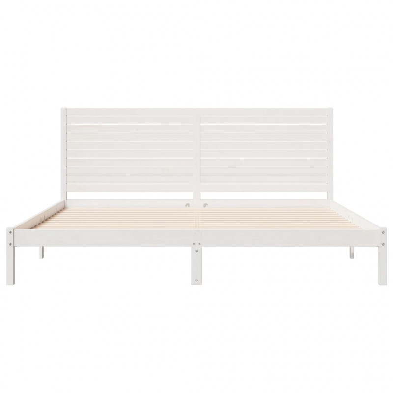 Dłuższe łóżko bez materaca, białe, 180x220 cm, lite drewno