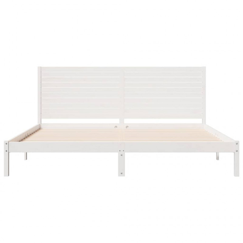 Dłuższe łóżko bez materaca, białe, 200x220 cm, lite drewno