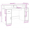 Biurko z podświetleniem LED, szary dąb sonoma, 140x55x91 cm