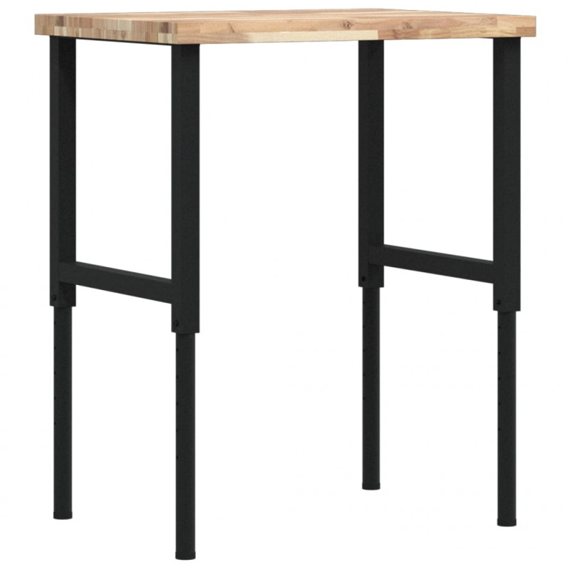 Stolik roboczy, 80x60x(73-99,5)cm, prostokątny, drewno akacjowe