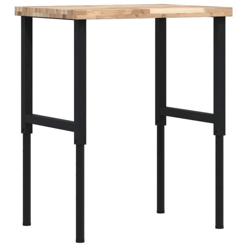 Stolik roboczy, 80x60x(73-99,5)cm, prostokątny, drewno akacjowe