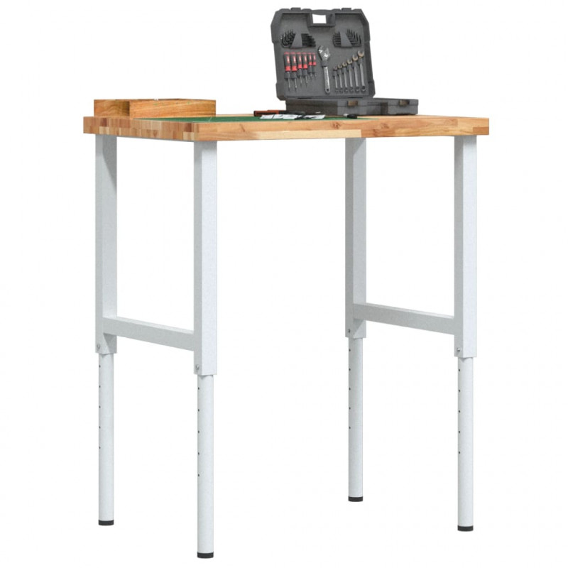 Stolik roboczy, 80x60x(73-99,5)cm, prostokątny, drewno akacjowe