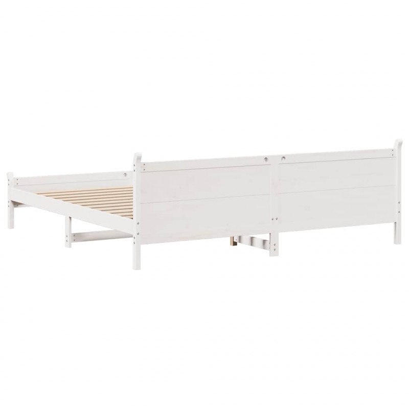 Łóżko bez materaca, białe, 200x200 cm, lite drewno sosnowe