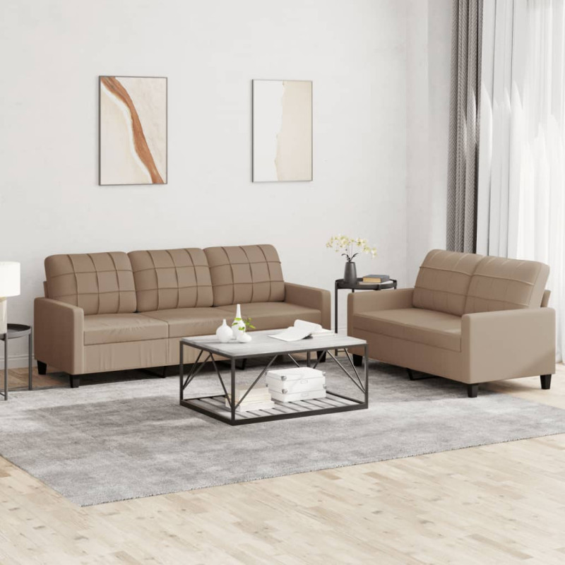2-osobowa sofa z poduszkami, cappuccino, sztuczna skóra
