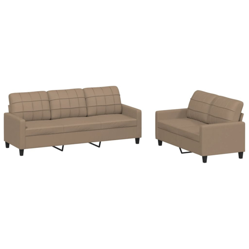 2-osobowa sofa z poduszkami, cappuccino, sztuczna skóra