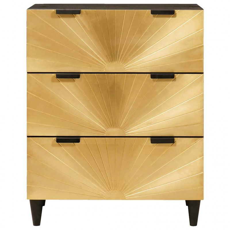 Bufet 2 pcs Czarny i złoto 60 x 33 x 75 cm Drewno z mango