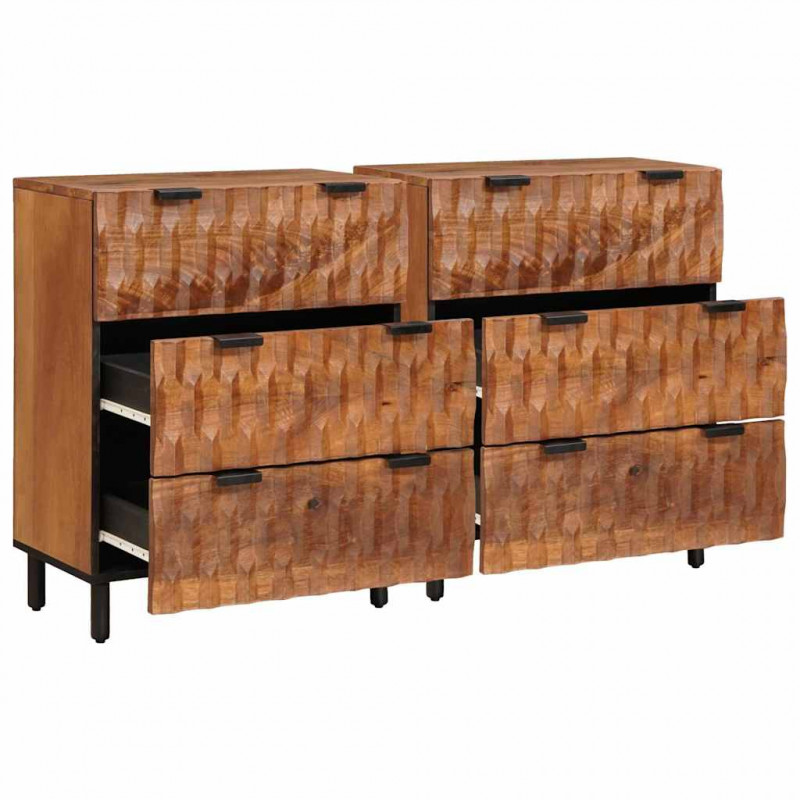 Bufet 2 pcs Wykończenie w kolorze brązowego akacji