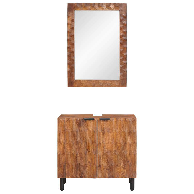 Zestawy łazienkowe 2 pcs Brązowy winyl akacjowy Drewno z mango