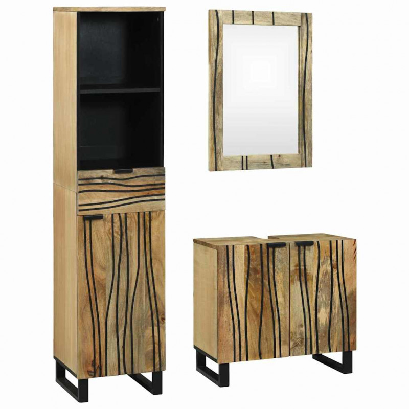 Zestaw mebli łazienkowych 3 pcs Brązowy Materiał drewnopochodny