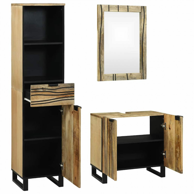 Zestaw mebli łazienkowych 3 pcs Brązowy Materiał drewnopochodny