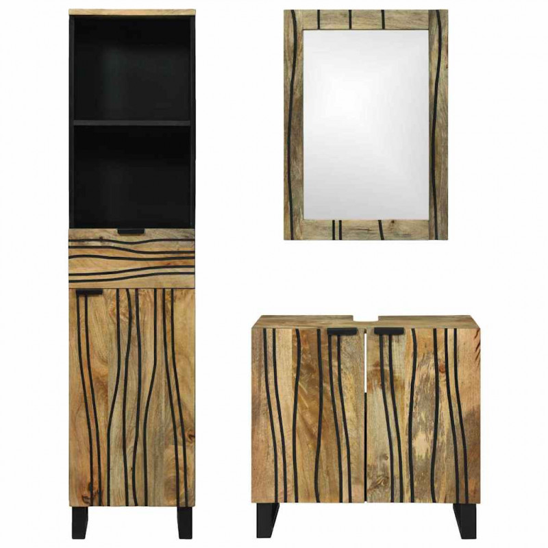 Zestaw mebli łazienkowych 3 pcs Brązowy Materiał drewnopochodny