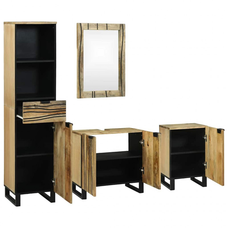 Zestaw mebli łazienkowych 4 pcs Brązowy Materiał drewnopochodny