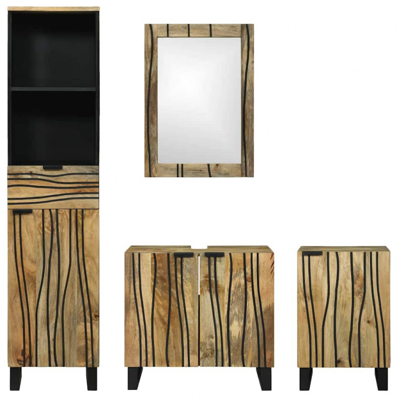 Zestaw mebli łazienkowych 4 pcs Brązowy Materiał drewnopochodny