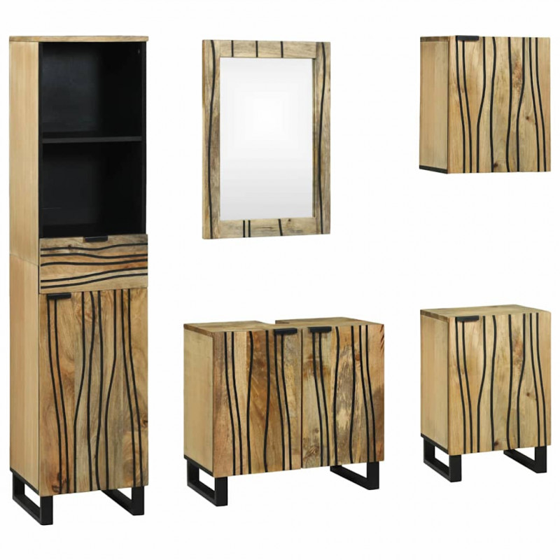 Zestaw mebli łazienkowych 5 pcs Brązowy Materiał drewnopochodny