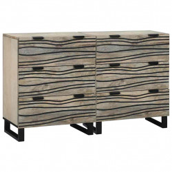 Zestaw Komód 2 pcs Biały 60 x 33,5 x 75 cm Drewno z mango