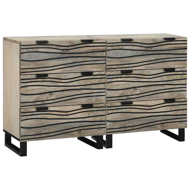 Zestaw Komód 2 pcs Biały 60 x 33,5 x 75 cm Drewno z mango