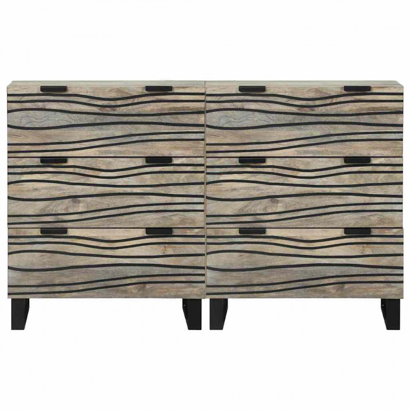Zestaw Komód 2 pcs Biały 60 x 33,5 x 75 cm Drewno z mango