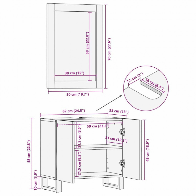 Zestaw mebli łazienkowych 2 pcs Biały Materiał drewnopochodny