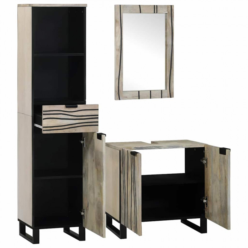 Zestaw mebli łazienkowych 3 pcs Biały Materiał drewnopochodny