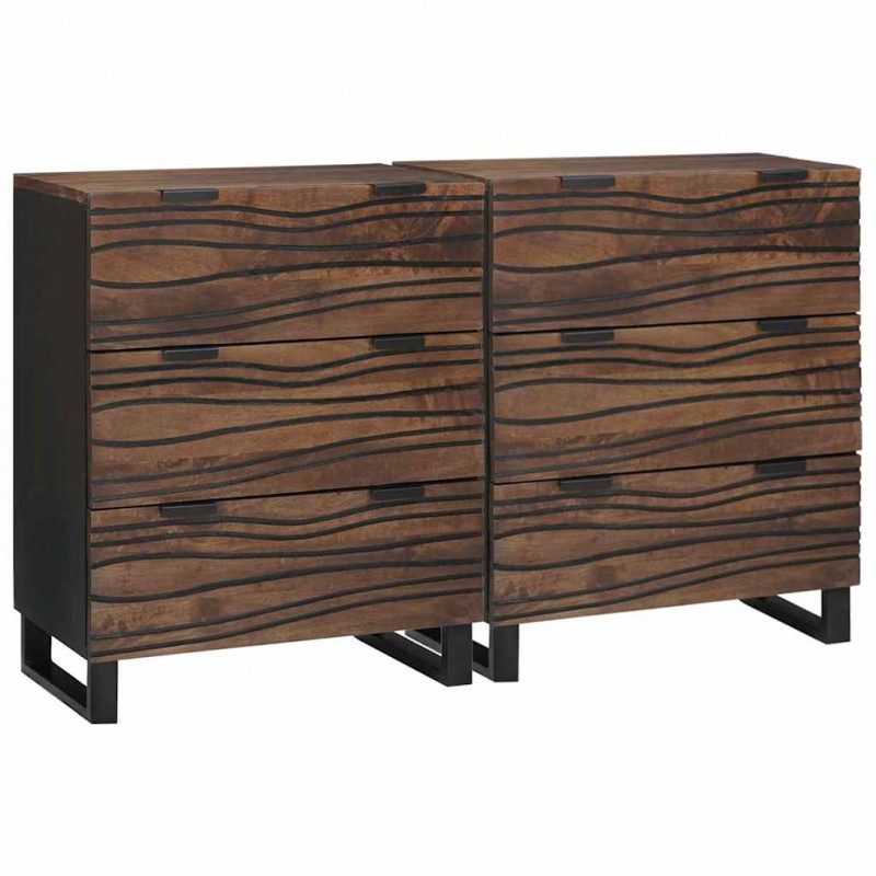 Zestaw Komód z szufladą 2 pcs orzech włoski 60 x 33,5 x 75 cm