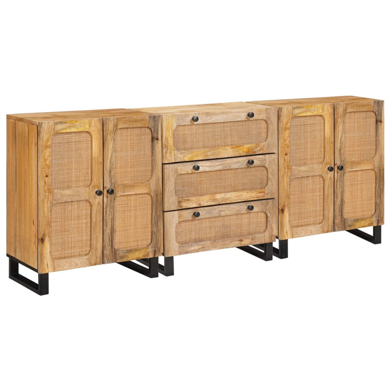 Bufet 3 pcs Brązowy 180 x 33 x 75 cm Drewno z mango