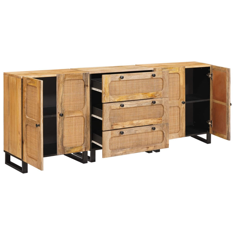 Bufet 3 pcs Brązowy 180 x 33 x 75 cm Drewno z mango