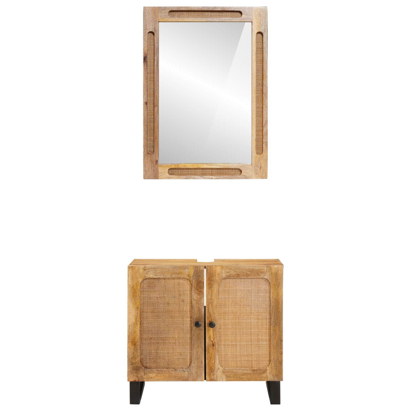Zestawy łazienkowe z drzwiami 2 pcs Brązowy Drewno z mango