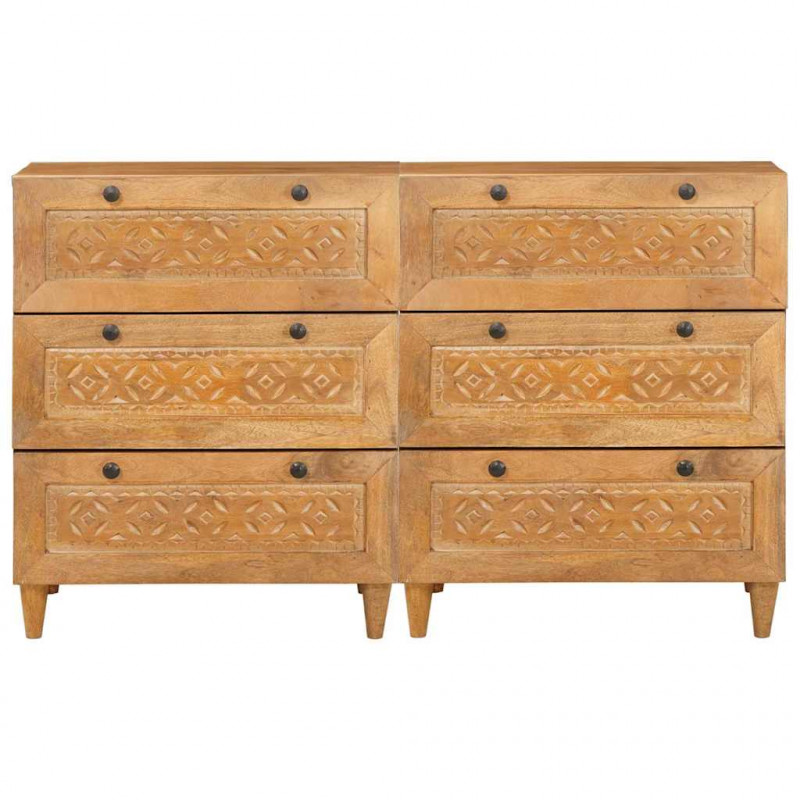 Bufet 2 pcs Brązowy 60 x 33 x 75 cm lite drewno mango
