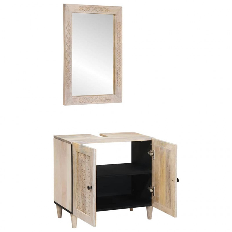 Zestaw mebli łazienkowych 2 pcs Biały Materiał drewnopochodny