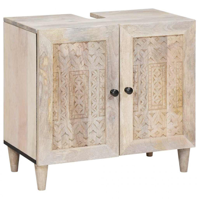 Zestaw mebli łazienkowych 3 pcs Biały lite drewno mango