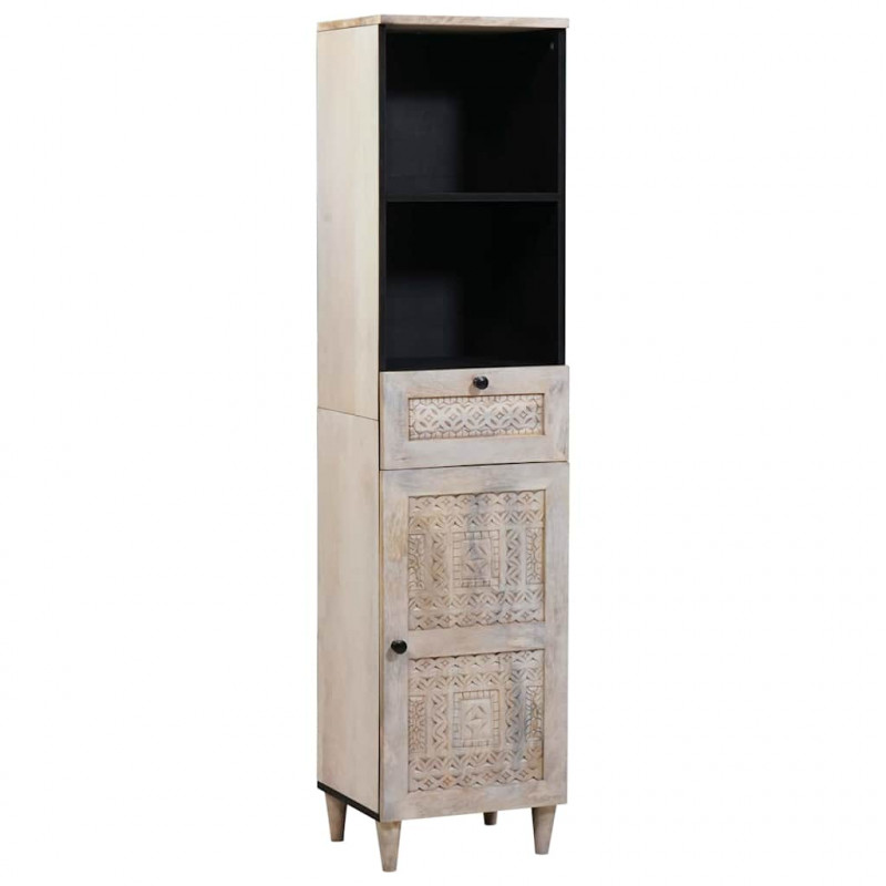 Zestaw mebli łazienkowych 3 pcs Biały lite drewno mango