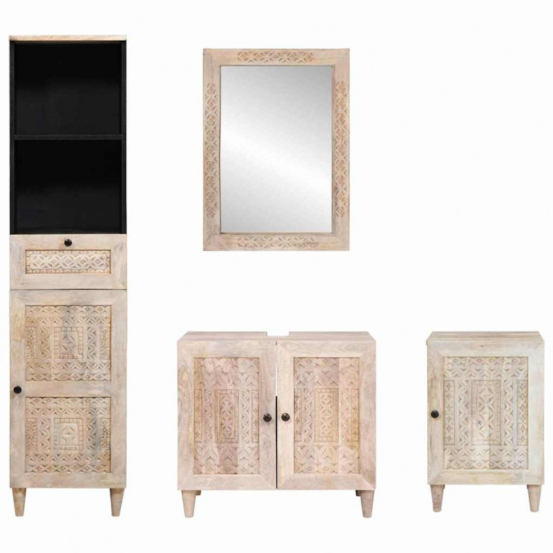 Zestaw mebli łazienkowych 4 pcs Biały Materiał drewnopochodny