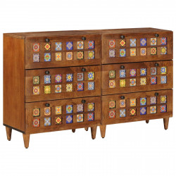 Bufet 2 pcs orzech włoski 60 x 33 x 75 cm Drewno z mango