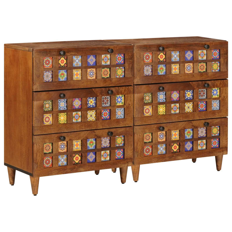 Bufet 2 pcs orzech włoski 60 x 33 x 75 cm Drewno z mango